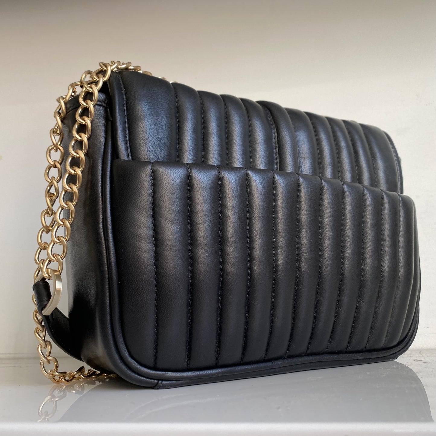 Sac trotteur à rabat SOFT MATELASSÉ - GOURIA Couleur Noir